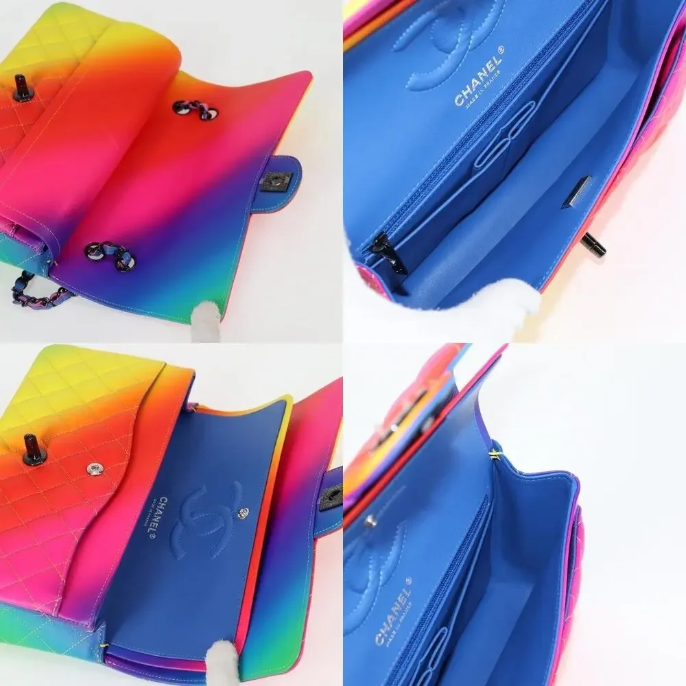Chanel Matelasse Lambskin Chain Shoulder Bag Rainbow CC